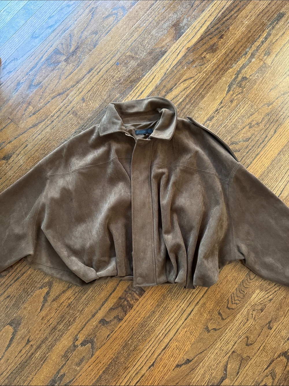 Zara Viral Brown Faux Suede Jacket size S